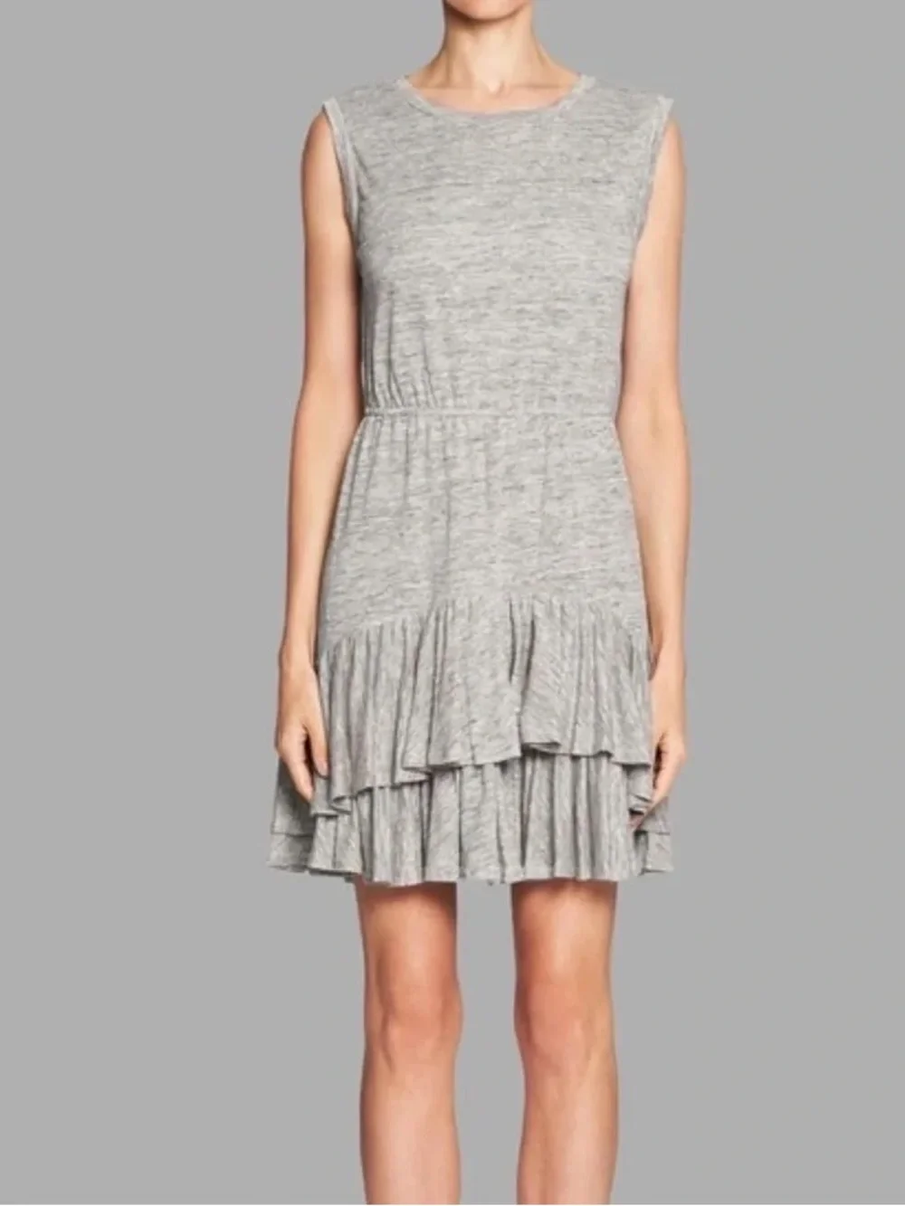 Rebecca Taylor Linen Jersey Dress in Gray Melange Size Small